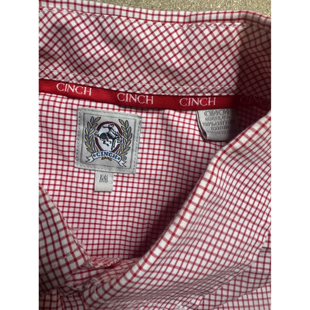 Cinch Red Checkered‎ Western Short Sleeve Button Up Shirt Mens Size M - Picture 3 of 9